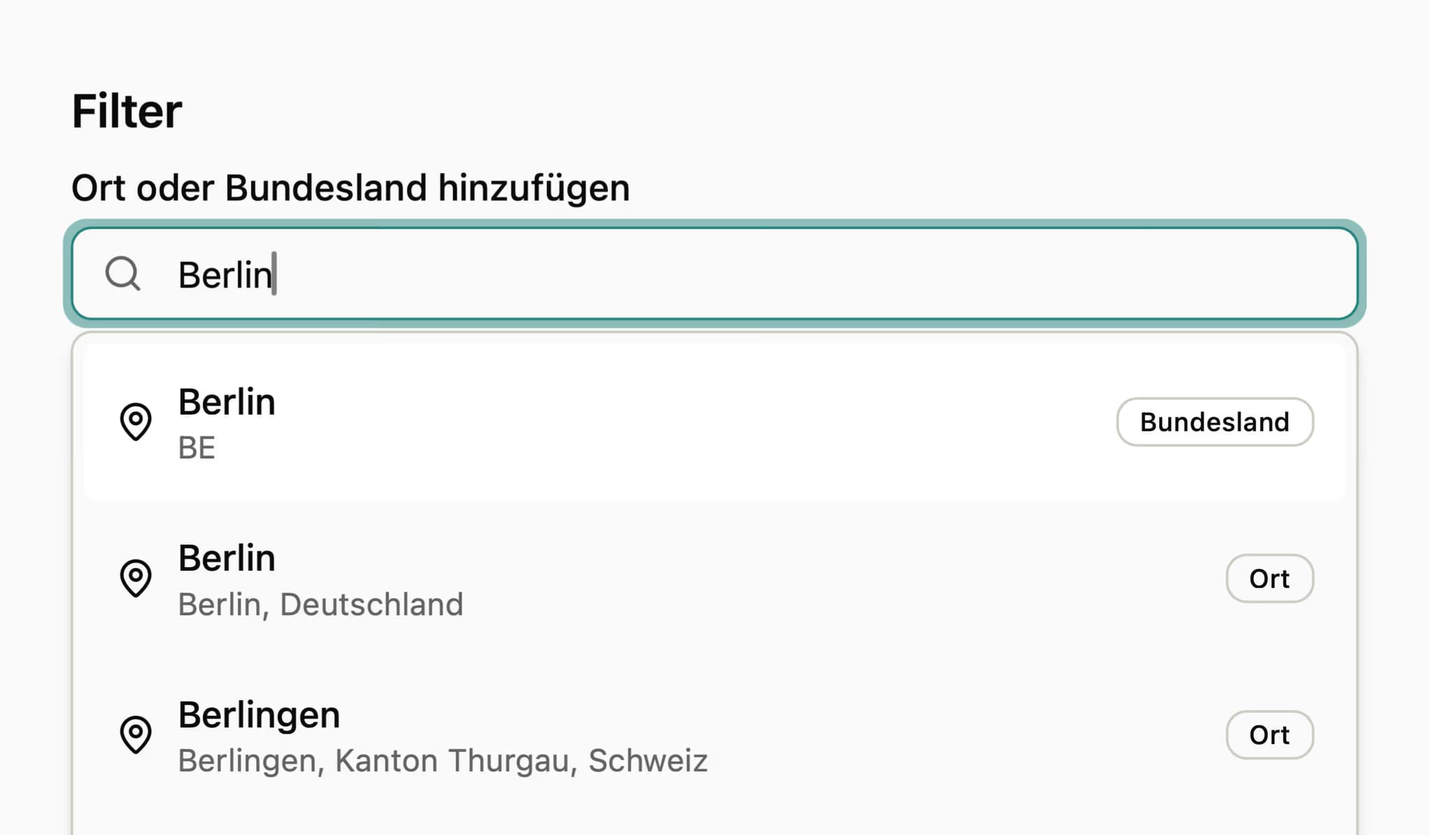 Neue Oberfläche für Filter