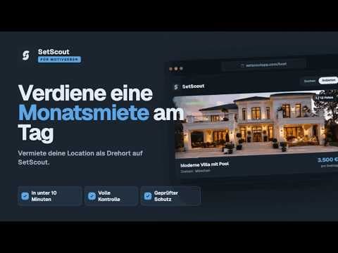 YouTube thumbnail for Inseriere deine Location als FILMMOTIV und verdiene EINE MONATSMIETE PRO TAG.